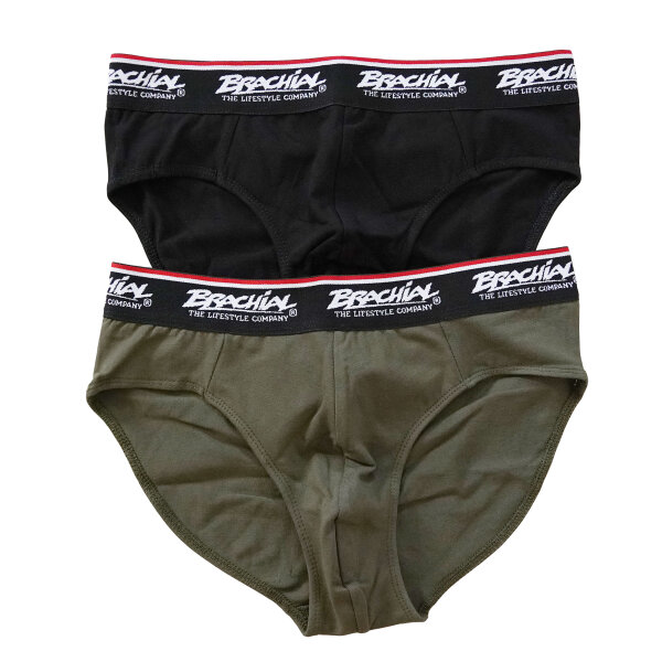 Brachial 2er Pack Brief Slip "#1" black/militarygreen