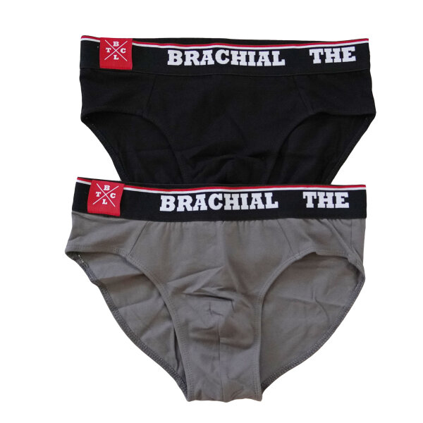 Brachial 2er Pack Brief Slip "#2" schwarz/grau