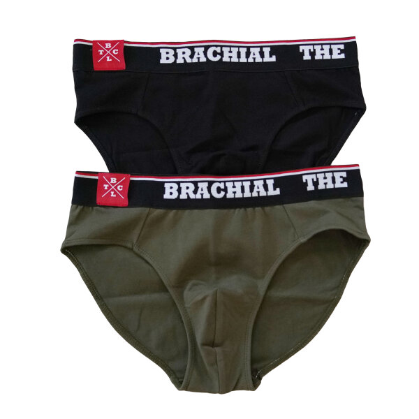 Brachial 2er Pack Brief Slip "#2" black/militarygreen