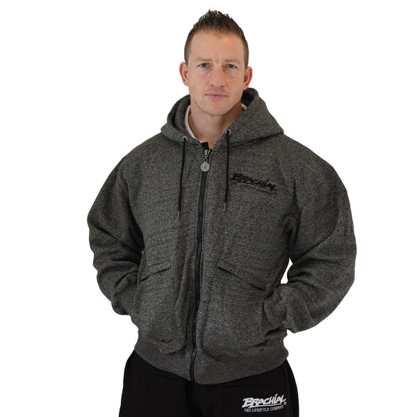 Brachial Zip-Hoody "HDZC-reed" dunkelgraumeliert/schwarz